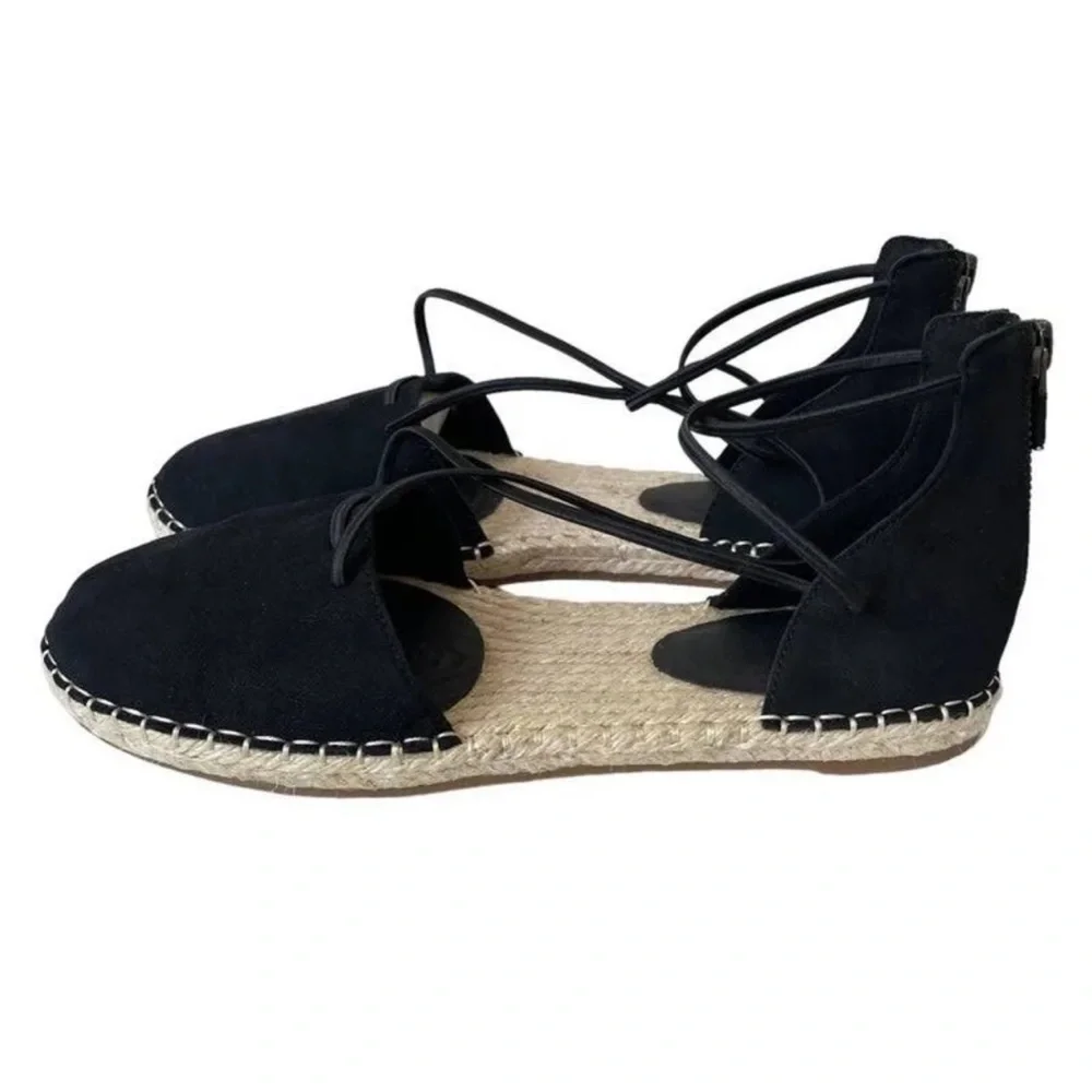 Eileen Fischer NWT Lee Flat Espadrille in Black Suede with back zipper. - Picture 5 of 11